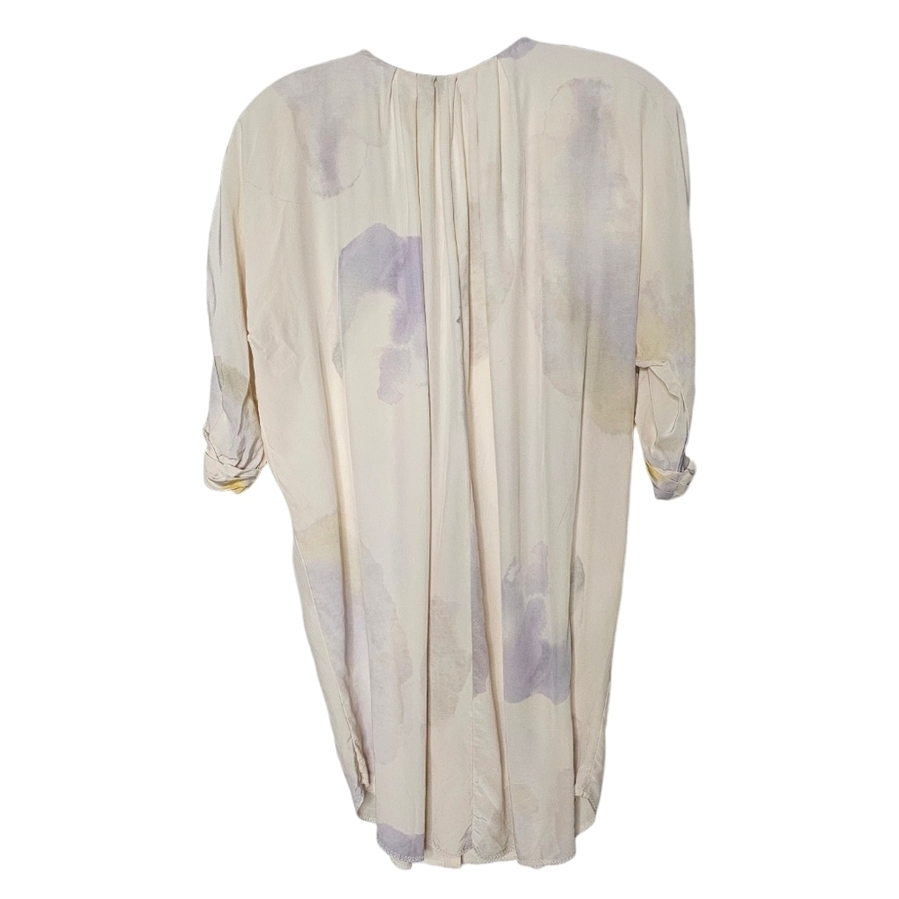 Wilfred Silk Crepe Ruched Pleated Goddess Tunic Neutral Watercolours fits L - XL - Picture 3 of 13